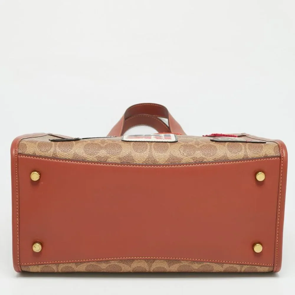 Coach Field Patches Brown Signature Coated Canvas And Leather Tote